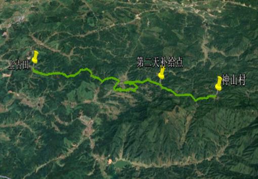井冈山第二天徒步全程路线图