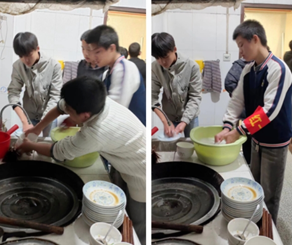 同学们自己动手做饭