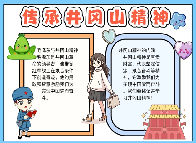 “井冈山精神永不忘” 手抄报的内容框架和设计建议
