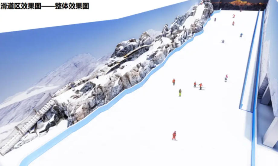 井冈山铭星冰雪馆内的滑道区